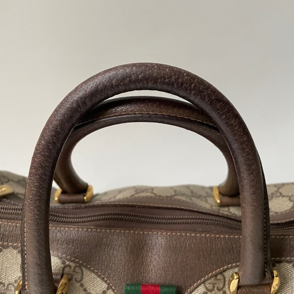 Authentic Vintage Gucci Boston Brown GG Coated Canvas Satchel - Picture 5 of 14